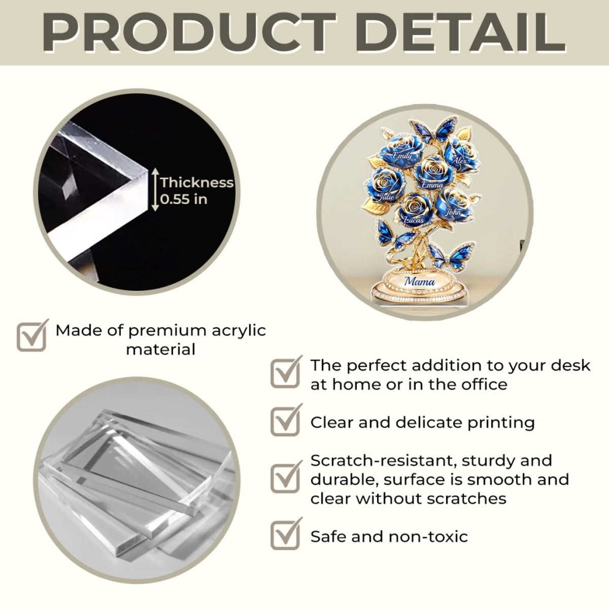 Custom Acrylic Plaque - Personalized Mother's Day Gifts For Mom, Grandma - Love Rooted In Motherhood