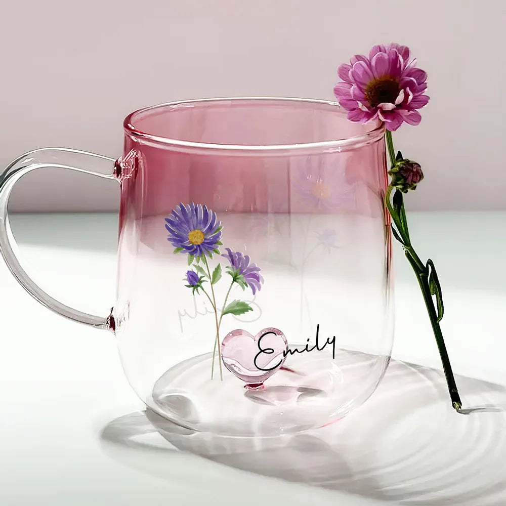 You Are The Most Beautiful Flower - Personalized Custom Pink Gradient Glass Mug