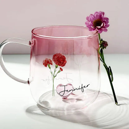 You Are The Most Beautiful Flower - Personalized Custom Pink Gradient Glass Mug