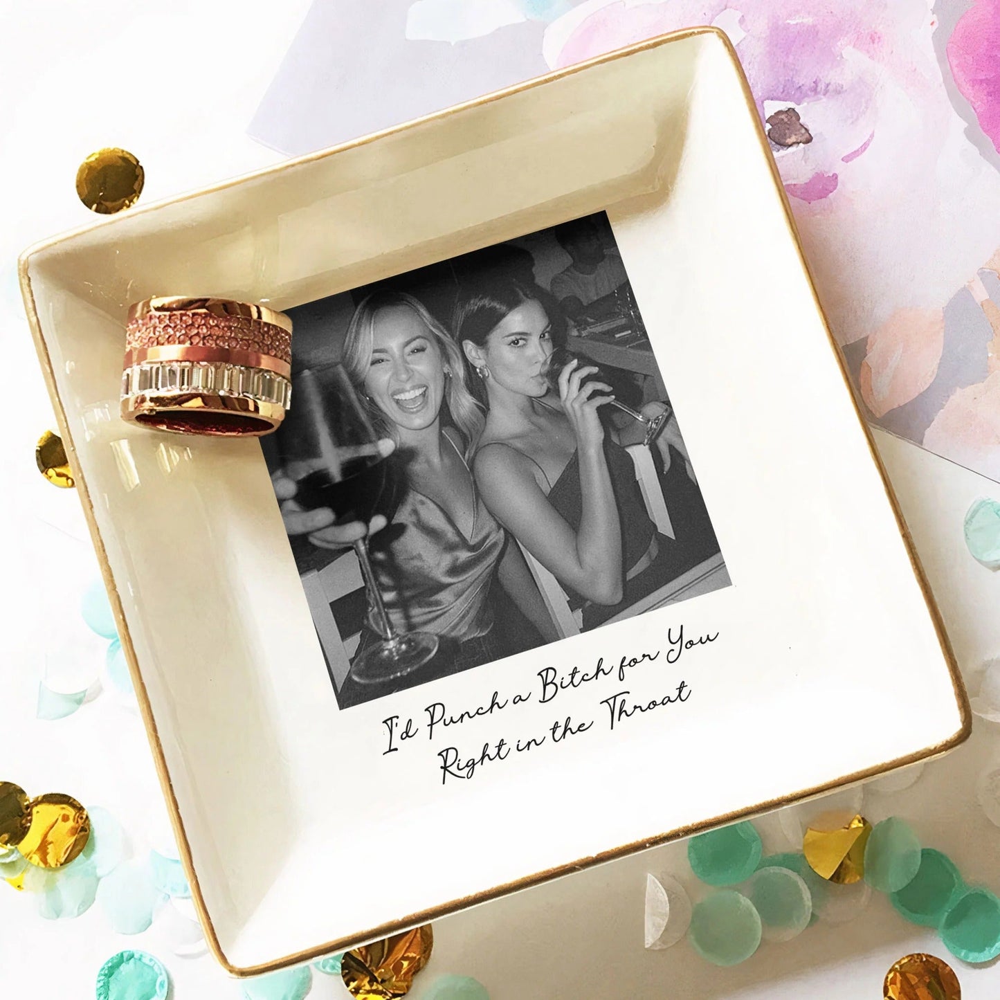 Custom Photo Trinket Tray -  Thank You Gifts Personalized Jewelry Dish