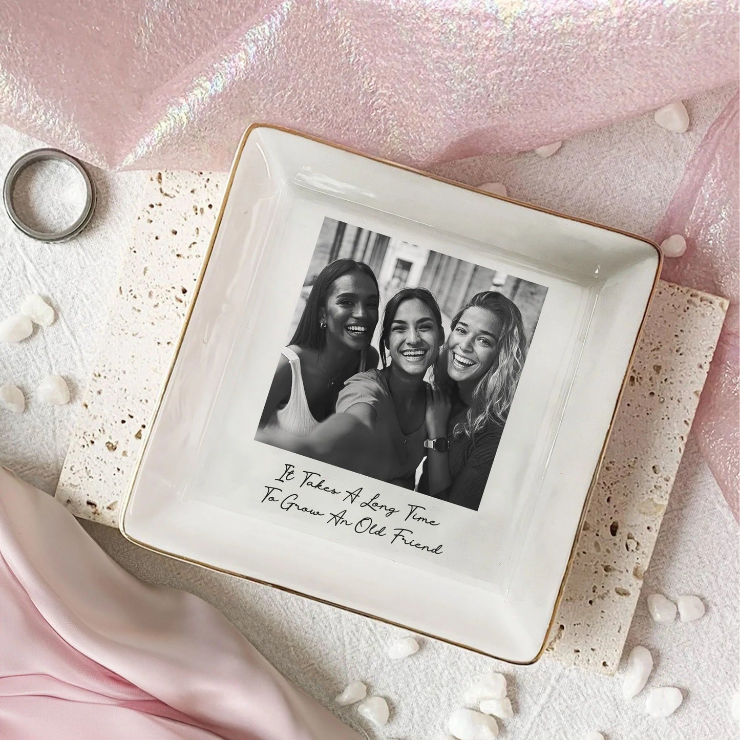 Custom Photo Trinket Tray -  Thank You Gifts Personalized Jewelry Dish