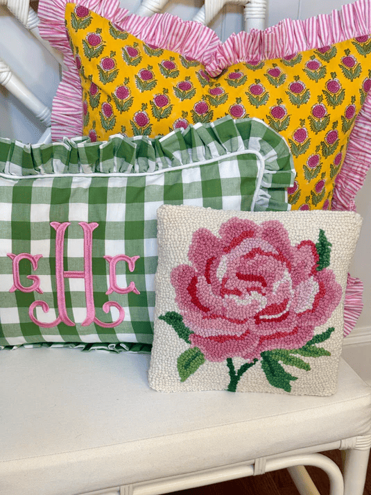 Floral Embroidered Pillow