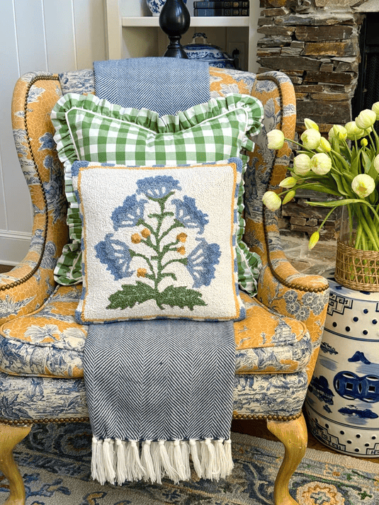 Floral Embroidered Pillow