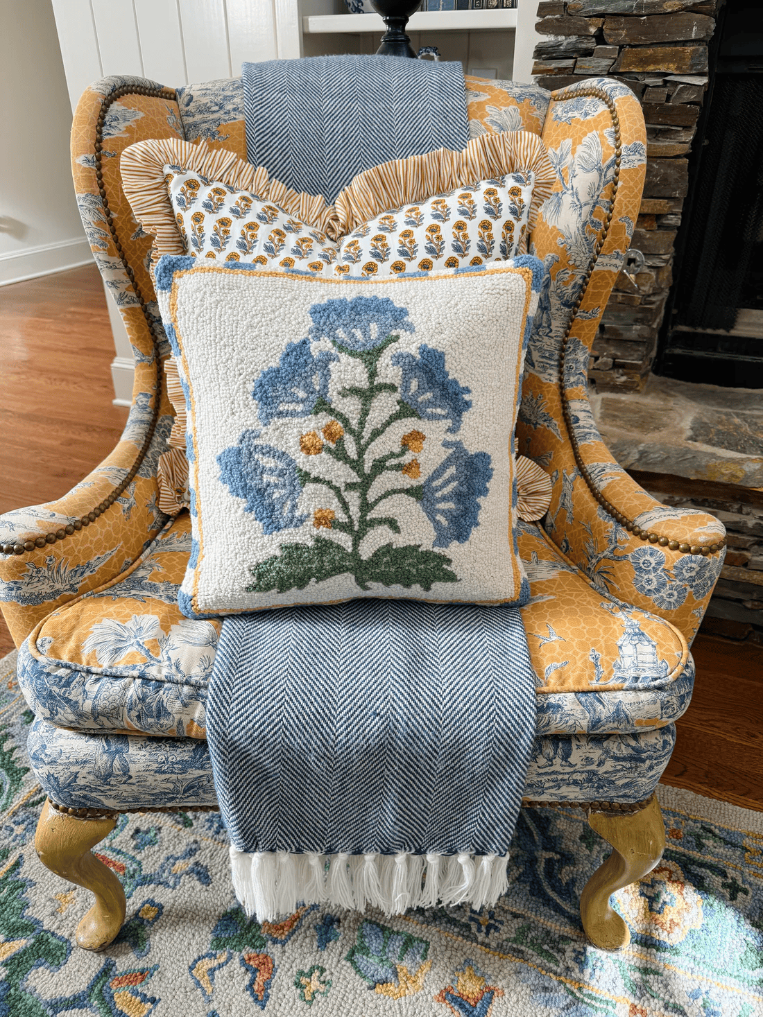 Floral Embroidered Pillow