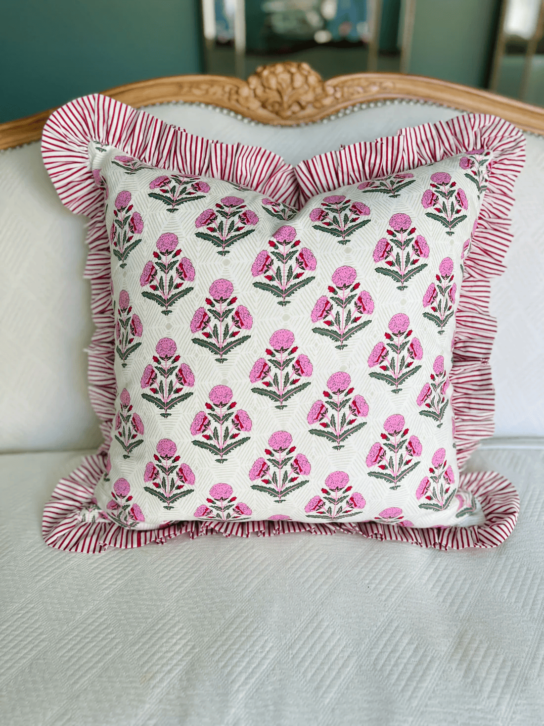 Floral Embroidered Pillow