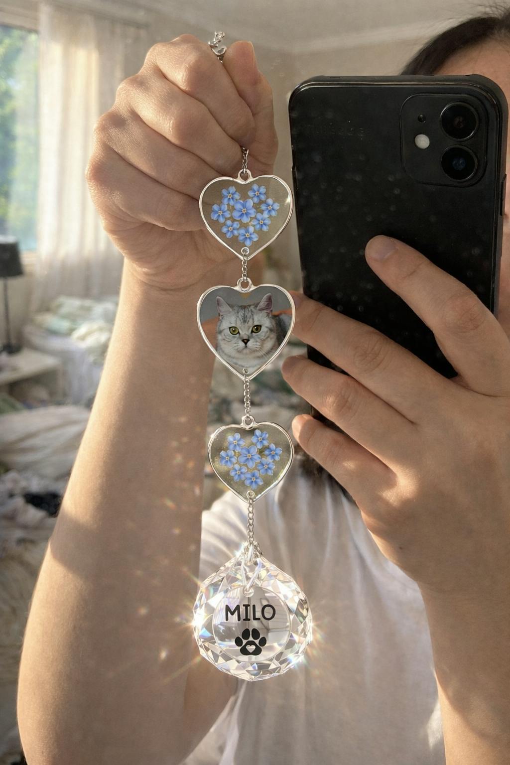 Custom Photo Memorial Crystal Suncatcher - Personalized Pet Memorial Sympathy Gifts For Dogs, Cats - Forever Shining In My Heart
