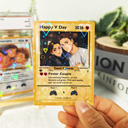 Custom Anniversary Card Couple Photo Anime Style