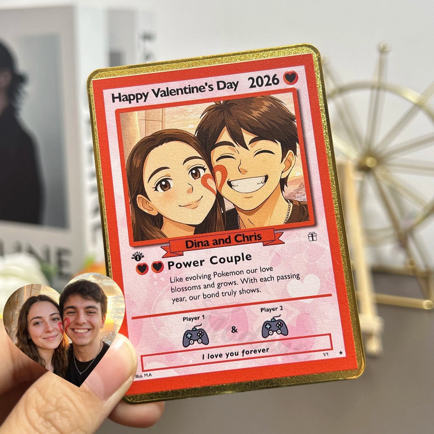 Custom Anniversary Card Couple Photo Anime Style