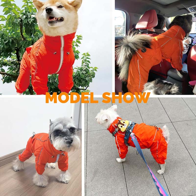 Dog Jacket Windproof Splash-proof Anti-static Warm & Cold-resistant Adjustable Jacket Dogs Rain Coat