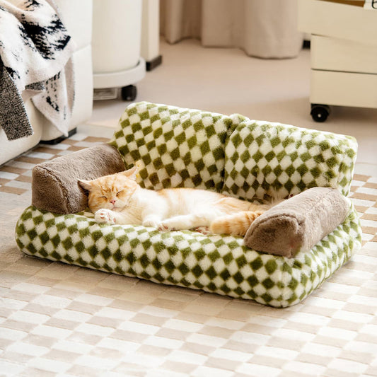 Removable Washable Vintage Pet Couch Green Diamond