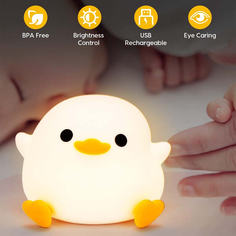 Duck Night Light Silicone Dimmable Nursery Nightlight