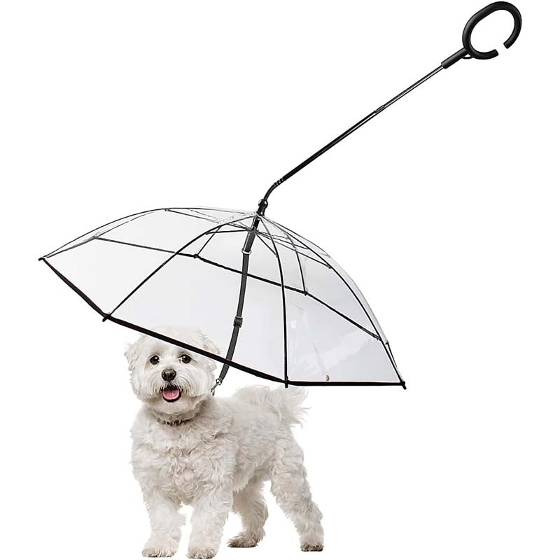 Adjustable Rain Dog Walking Leash Transparent Pet Umbrella