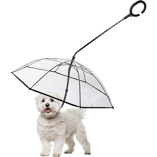 Adjustable Rain Dog Walking Leash Transparent Pet Umbrella