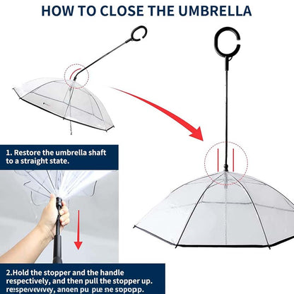 Adjustable Rain Dog Walking Leash Transparent Pet Umbrella