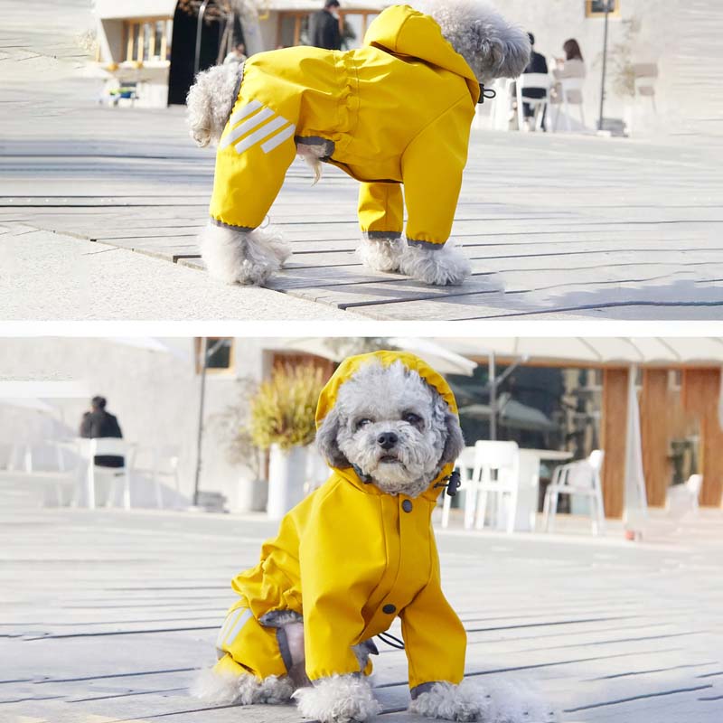 Dog Raincoat for Small Dogs Adjustable Four-Legged Reflective Dogs Rain Coat