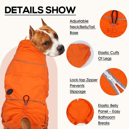 Dog Jacket Windproof Splash-proof Anti-static Warm & Cold-resistant Adjustable Jacket Dogs Rain Coat