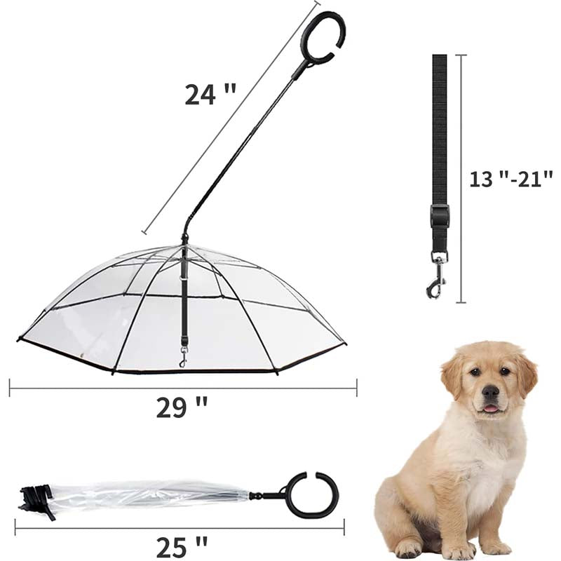 Adjustable Rain Dog Walking Leash Transparent Pet Umbrella