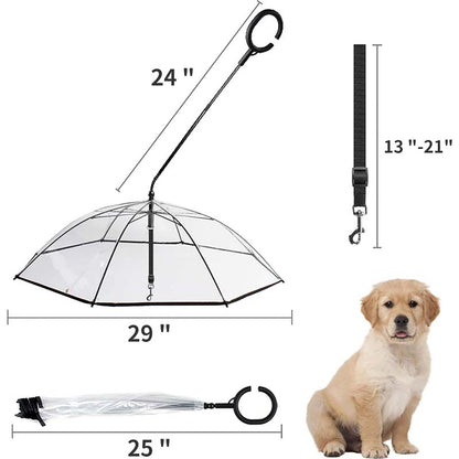 Adjustable Rain Dog Walking Leash Transparent Pet Umbrella