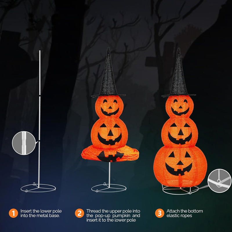 Halloween Decorative Pumpkin Light String Folding Cloth Glowing Pumpkin