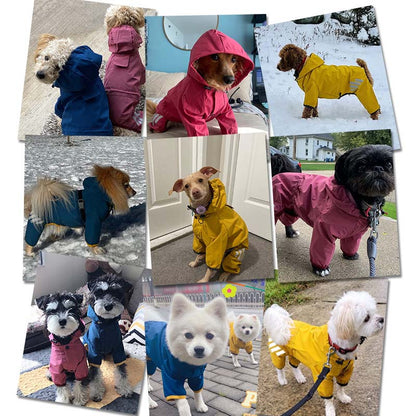 Dog Raincoat for Small Dogs Adjustable Four-Legged Reflective Dogs Rain Coat