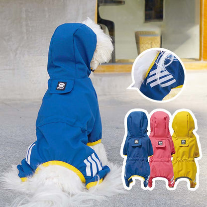 Dog Raincoat for Small Dogs Adjustable Four-Legged Reflective Dogs Rain Coat