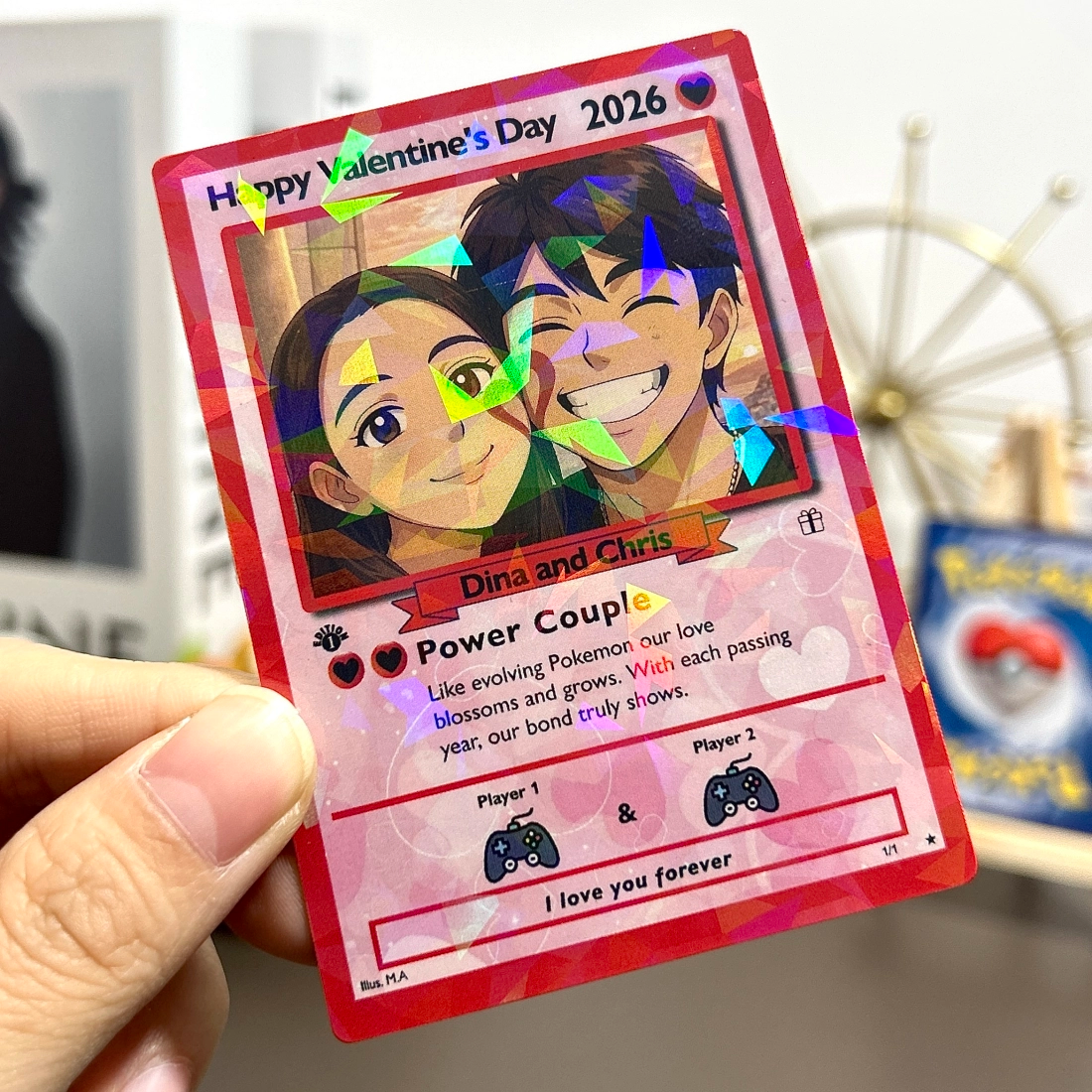 Custom Anniversary Card Couple Photo Anime Style