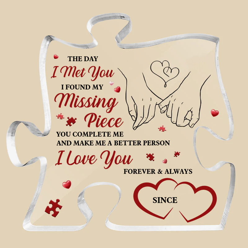 Couple Personalized Custom Puzzle Shaped Acrylic Plaque - Gift For Husband Wife, Anniversary